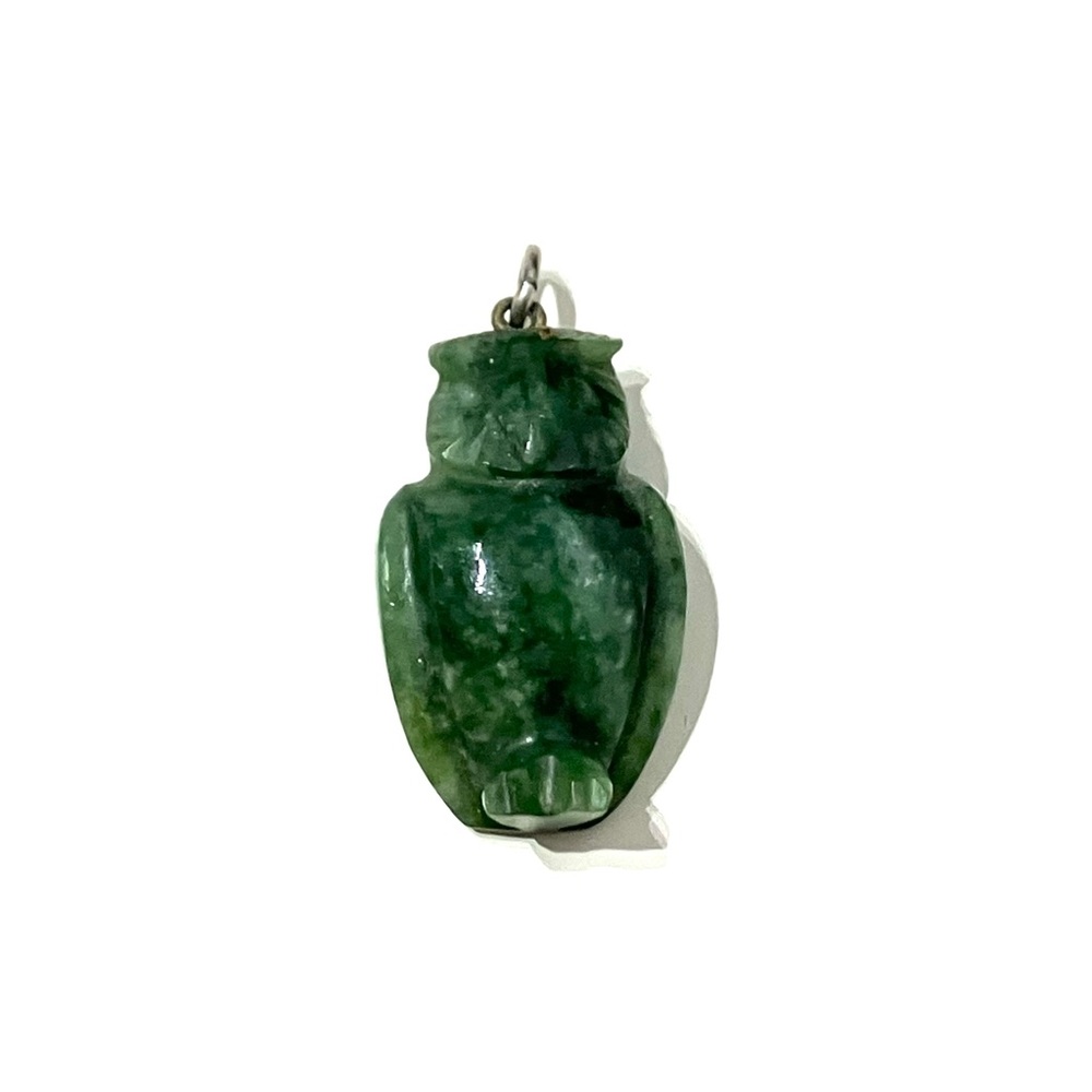 Carved Jade Owl Pendant